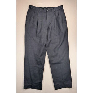 L L Bean Wool Dress Pants 36x32 Men's Dark Gray/Matte Black Comfort Waist 285314